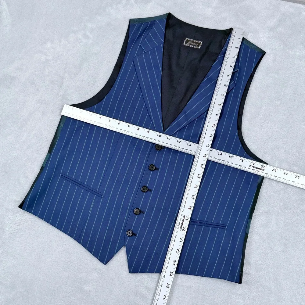 Brioni Colosse 3-Piece Suit Mens 40R Blue 100% Wool Pinstripe Blazer Vest Pants